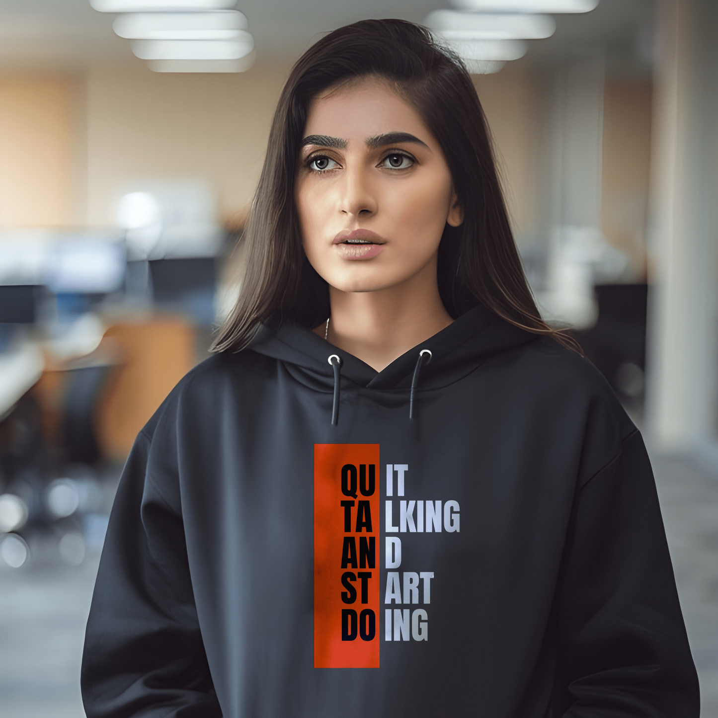 Quit Talking Printed Hoodie